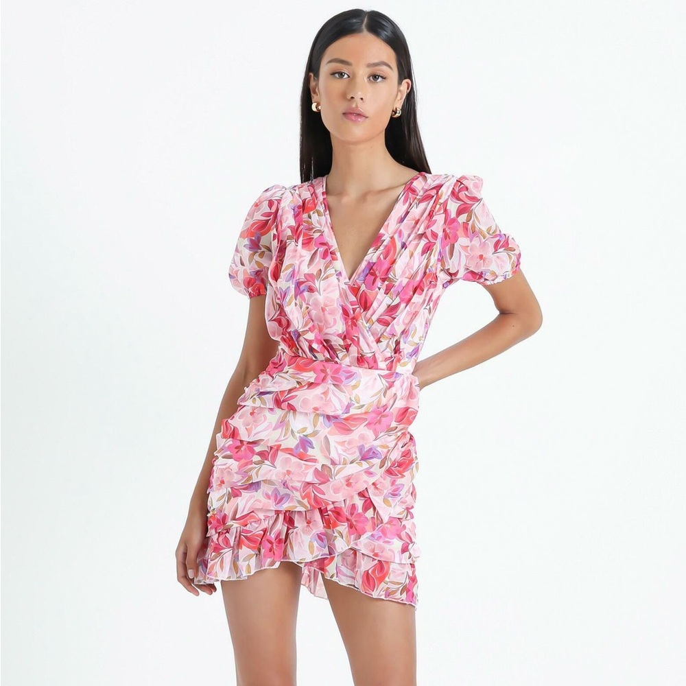Showpo Pink Floral Mini Dress